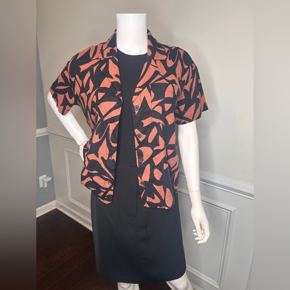 Women's Linen Short Sleeve Button Down Camp Shirt- A New Day Floral - Picture 14 of 14